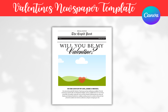 Download Valentines Newspaper Canva Templates - Va templates Collection