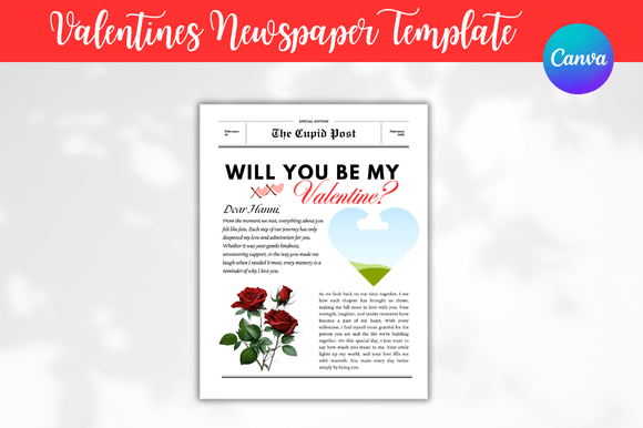 Download Valentines Newspaper Canva Templates - Va templates Collection