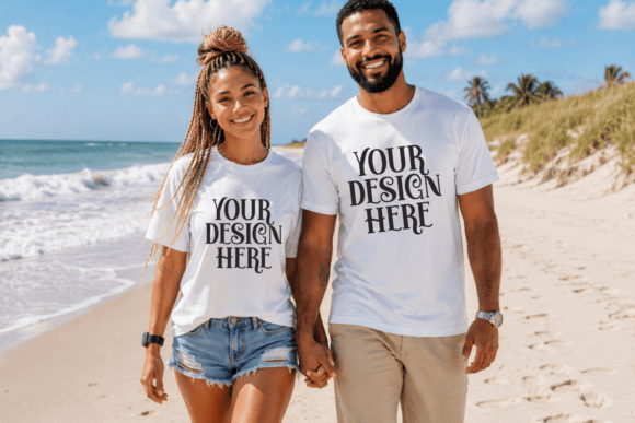 Download Bella Canvas 3001 Beach Couple Mockup - Premium Resources