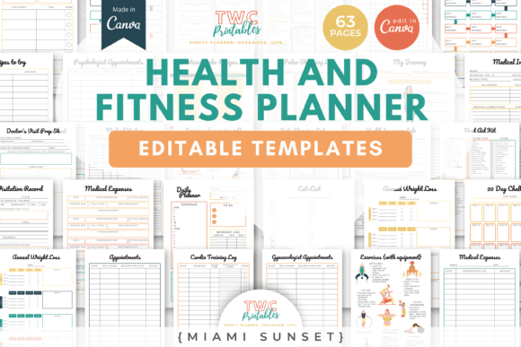 Download Health &amp; Fitness Planner Canva Templates - Va templates Collection