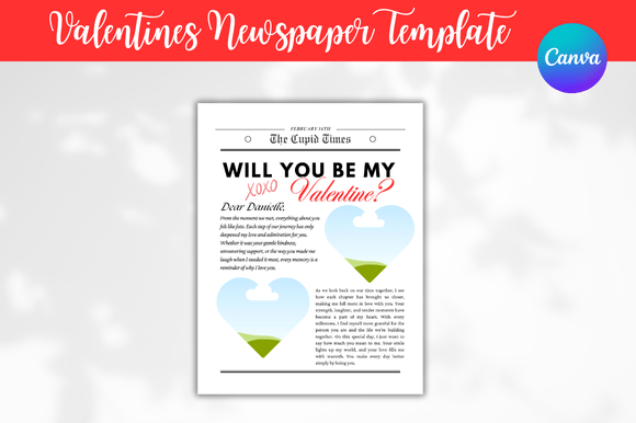 Download Valentines Newspaper Canva Templates - Va templates Collection