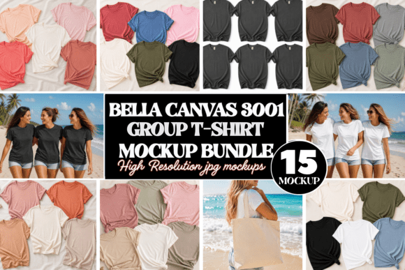 Download Bella Canvas 3001 Group T-Shirt Mockup - Premium Bundle